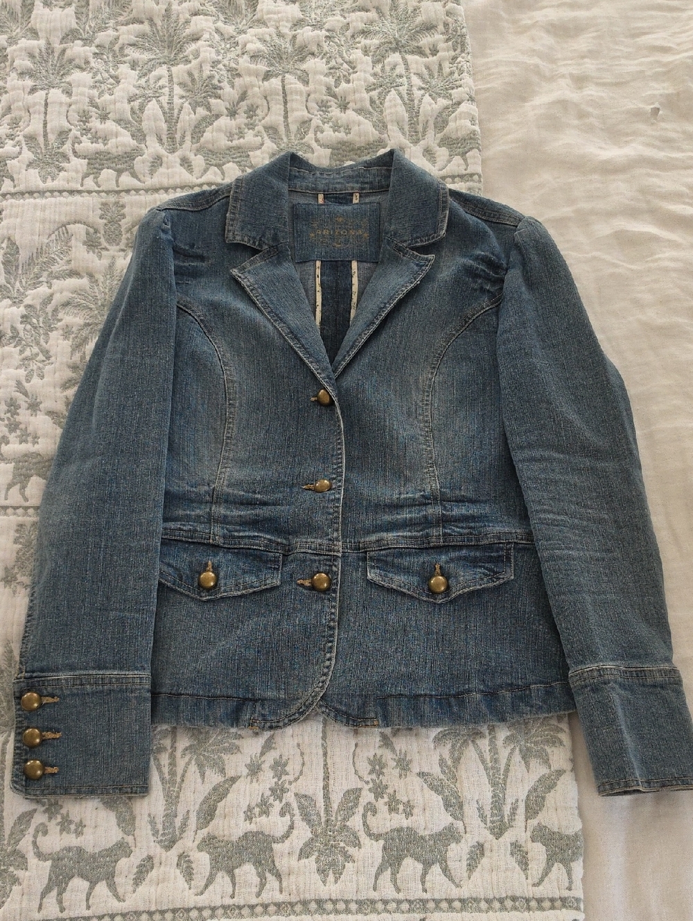 Arizona Jean Company Distressed Blue Denim Blazer